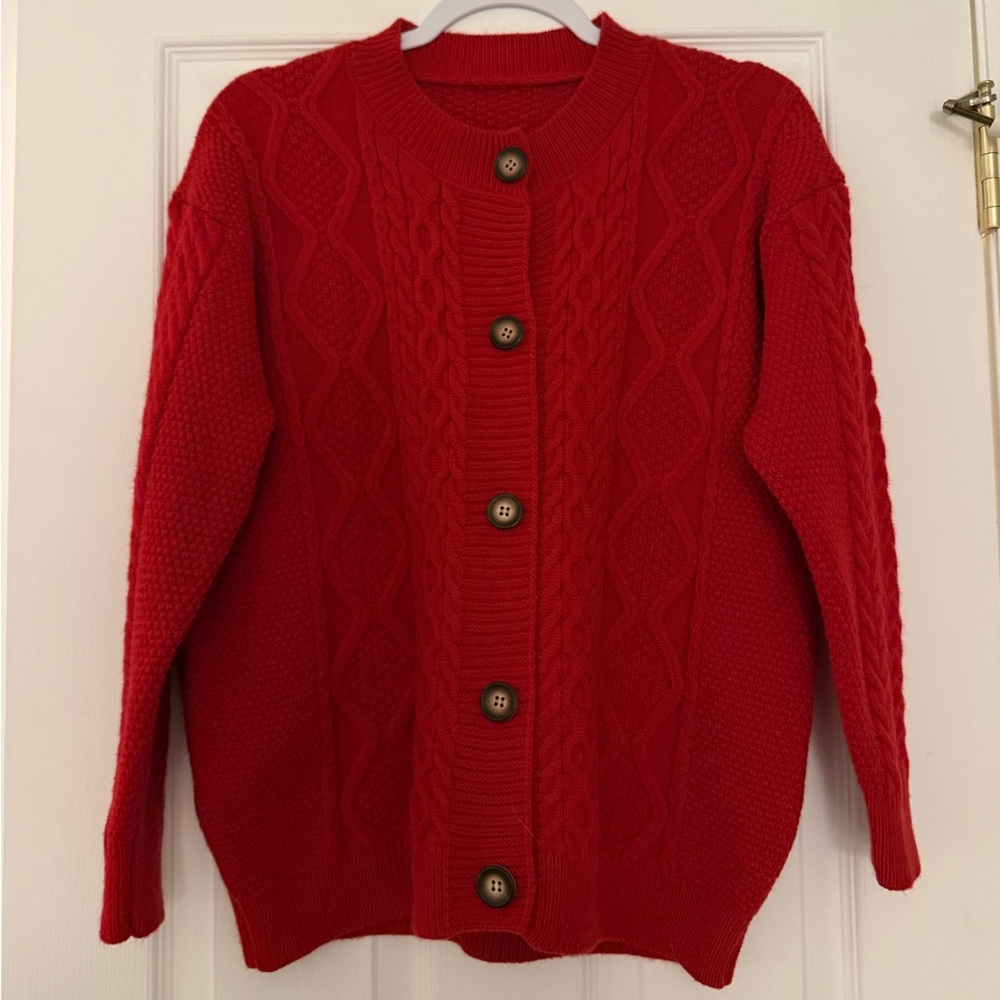 Classic Red Cable Knit Sweater